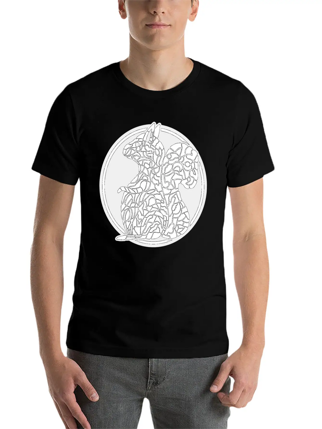 Squirrel Mosaic In Circle Retro Stylish Everyday T-Shirt – Unisex Basic Cotton Tee