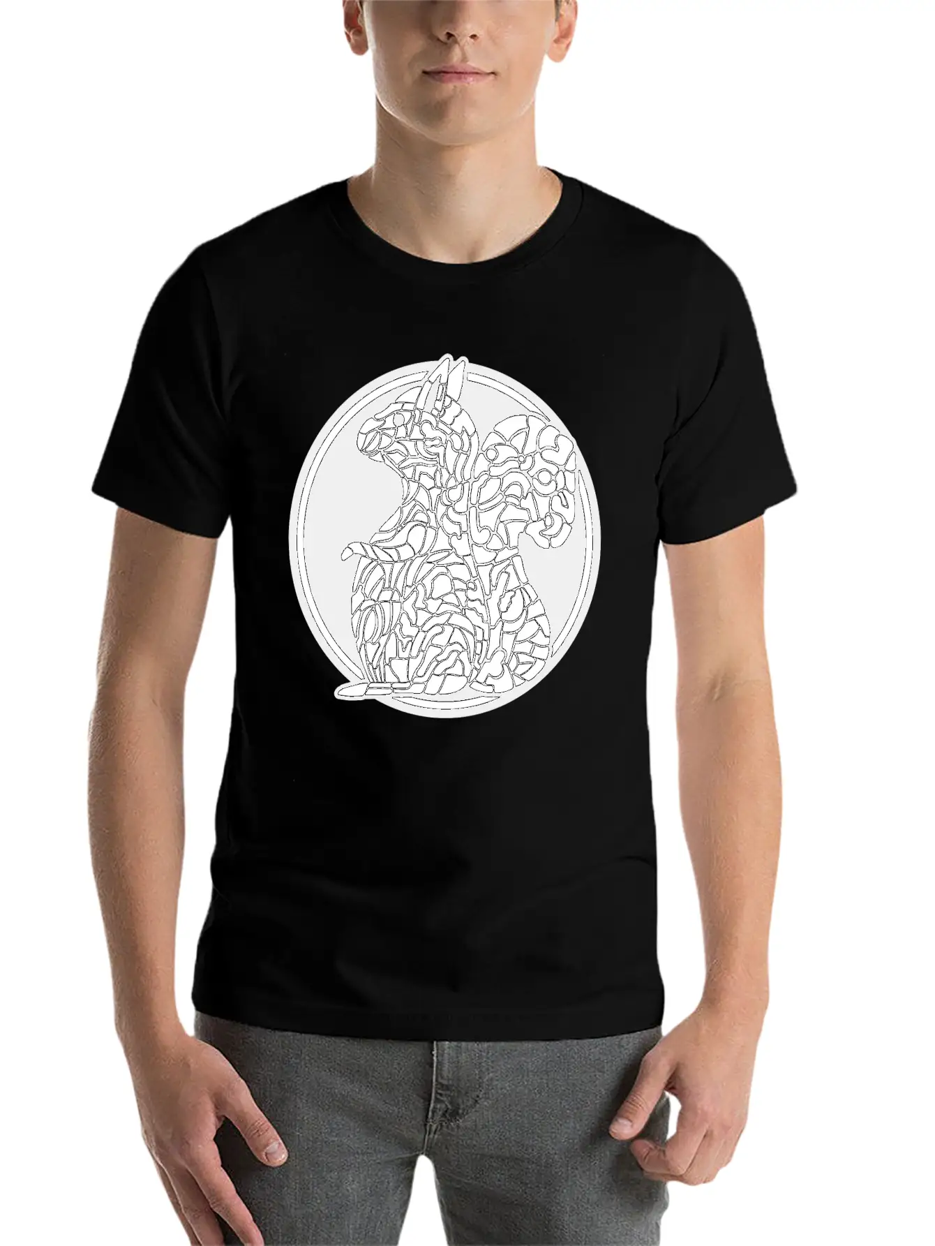 Squirrel Mosaic In Circle Retro Stylish Everyday T-Shirt – Unisex Basic Cotton Tee