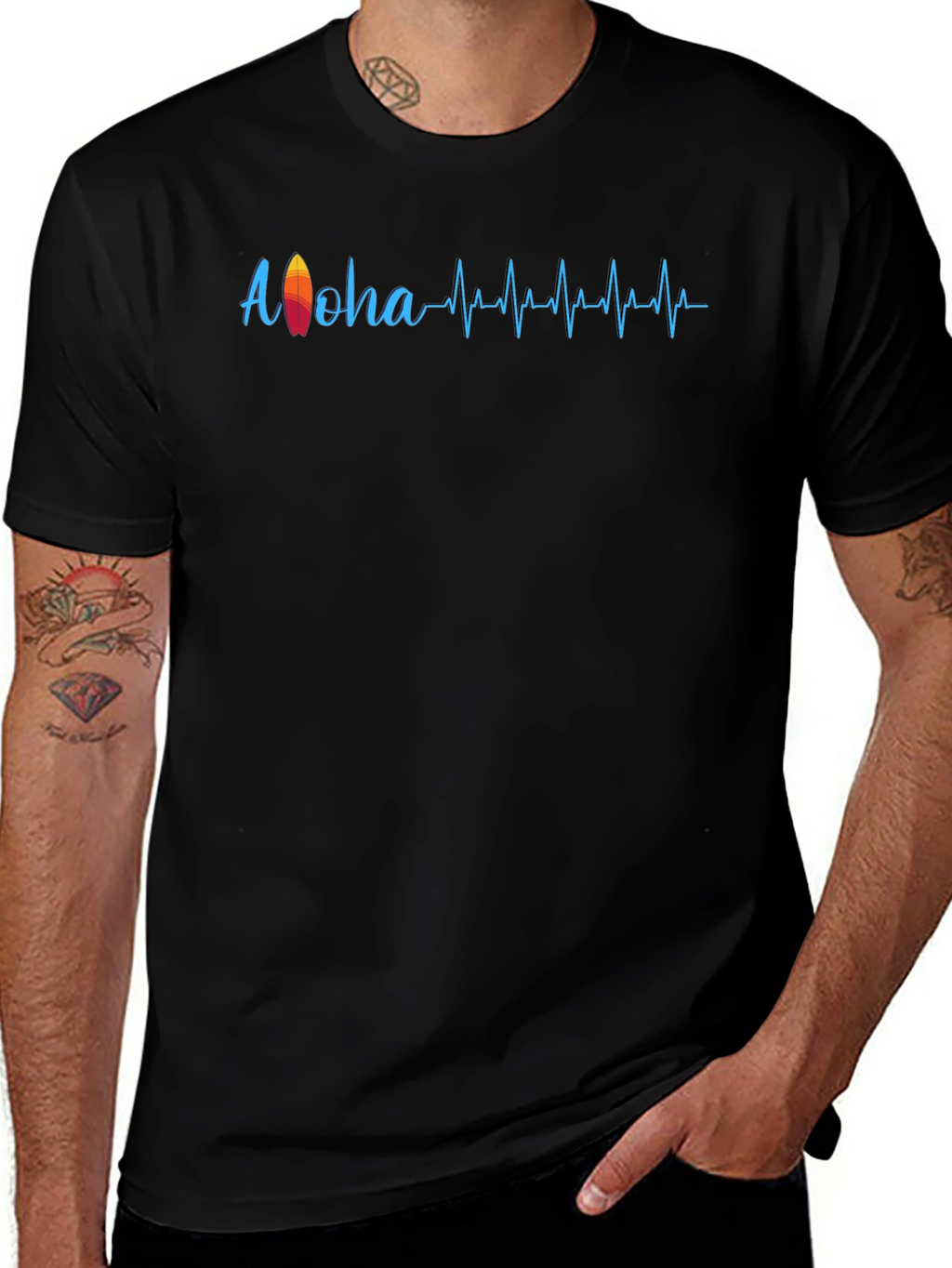 Aloha Surf Heartbeat T-Shirt - Black