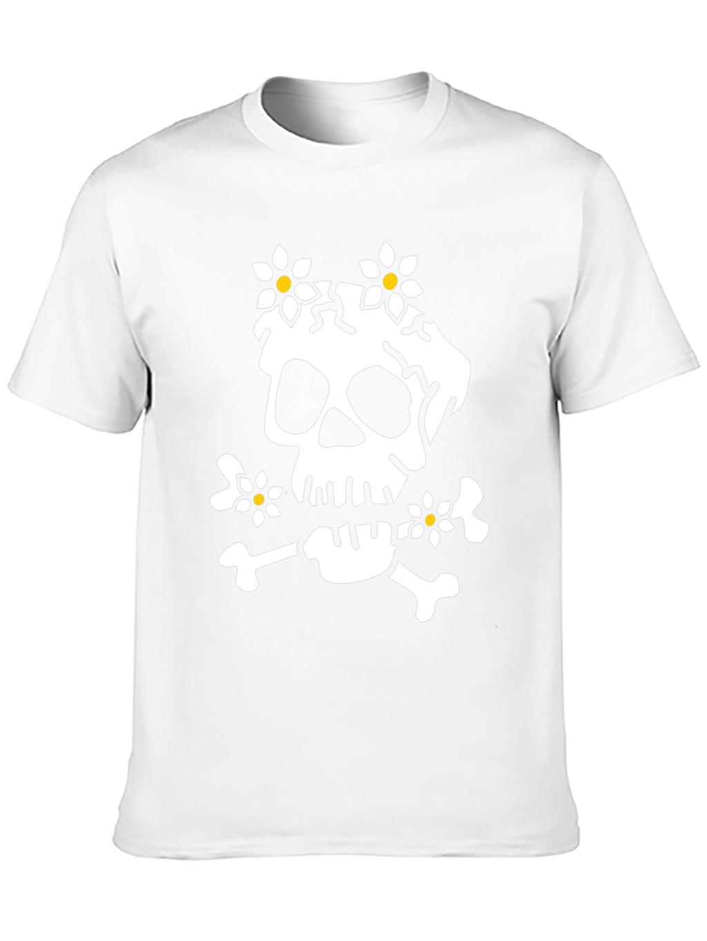 Skull & Flowers Graphic Tee - Black Cotton T-Shirt