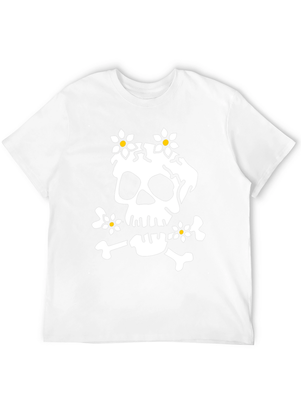 Skull & Flowers Graphic Tee - Black Cotton T-Shirt
