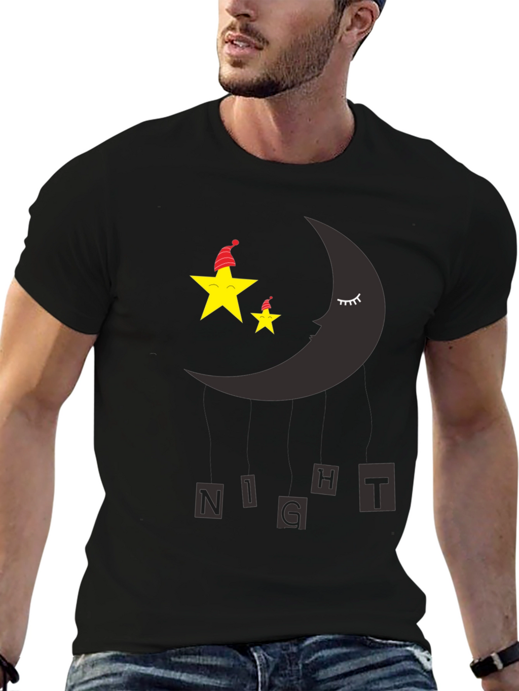 Night Sky Sleepy Moon & Stars Graphic Tee