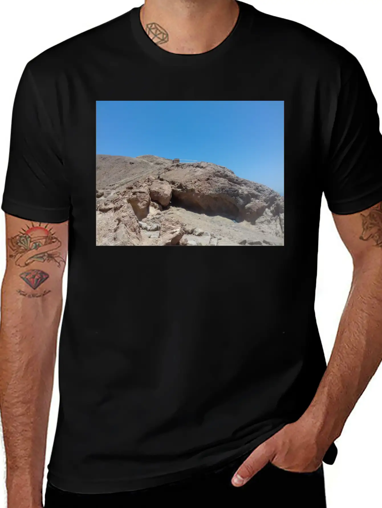 Stairs On A Hill In The Blue Hole Stylish Everyday T-Shirt – Unisex Basic Cotton Tee