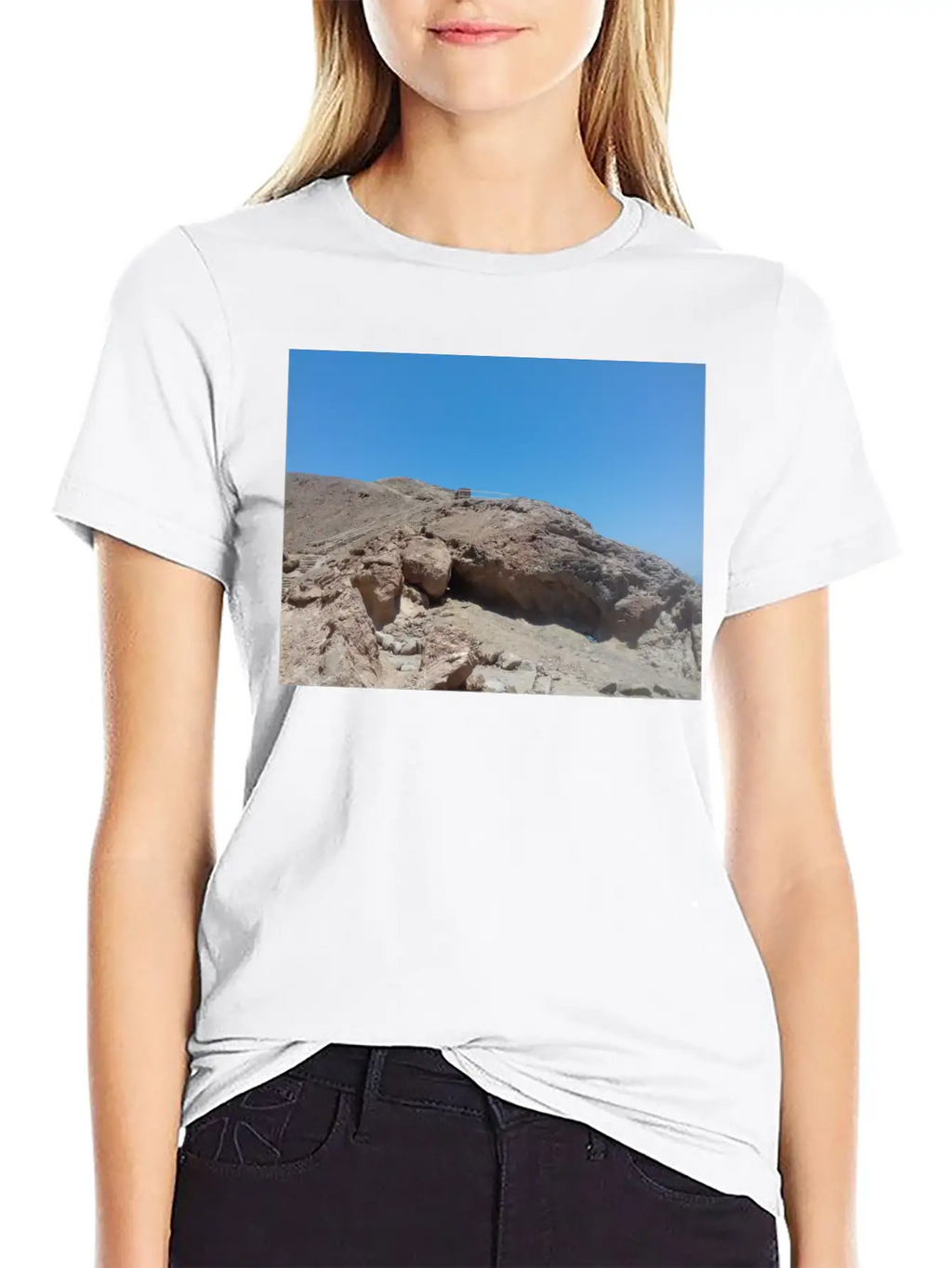 Stairs On A Hill In The Blue Hole Stylish Everyday T-Shirt – Unisex Basic Cotton Tee