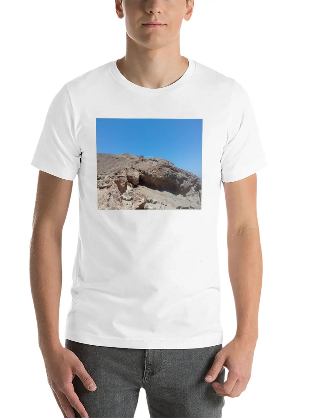 Stairs On A Hill In The Blue Hole Stylish Everyday T-Shirt – Unisex Basic Cotton Tee