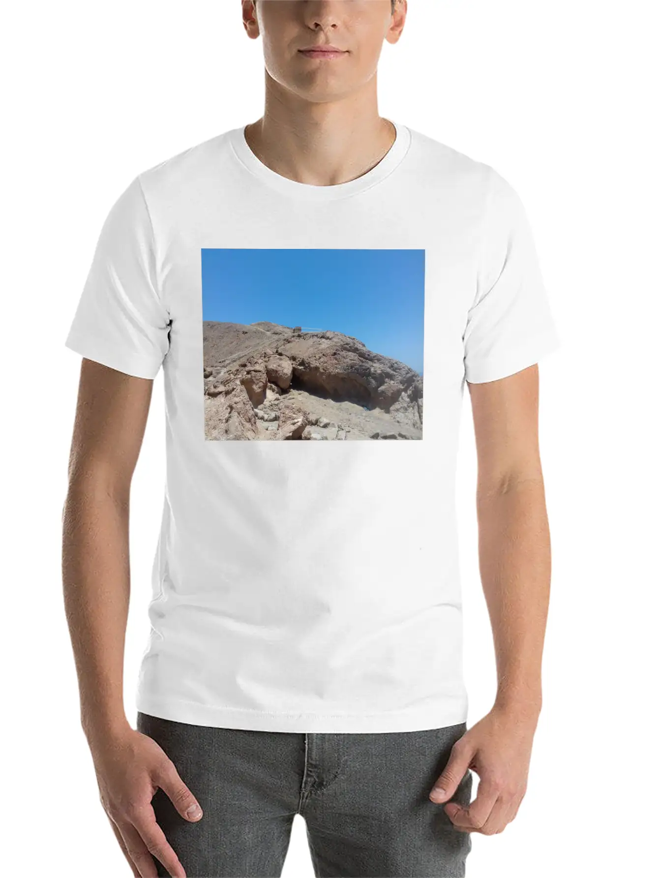Stairs On A Hill In The Blue Hole Stylish Everyday T-Shirt – Unisex Basic Cotton Tee