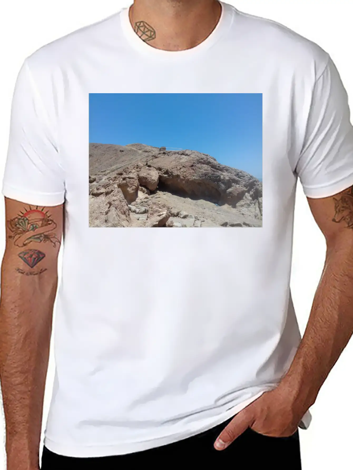 Stairs On A Hill In The Blue Hole Stylish Everyday T-Shirt – Unisex Basic Cotton Tee