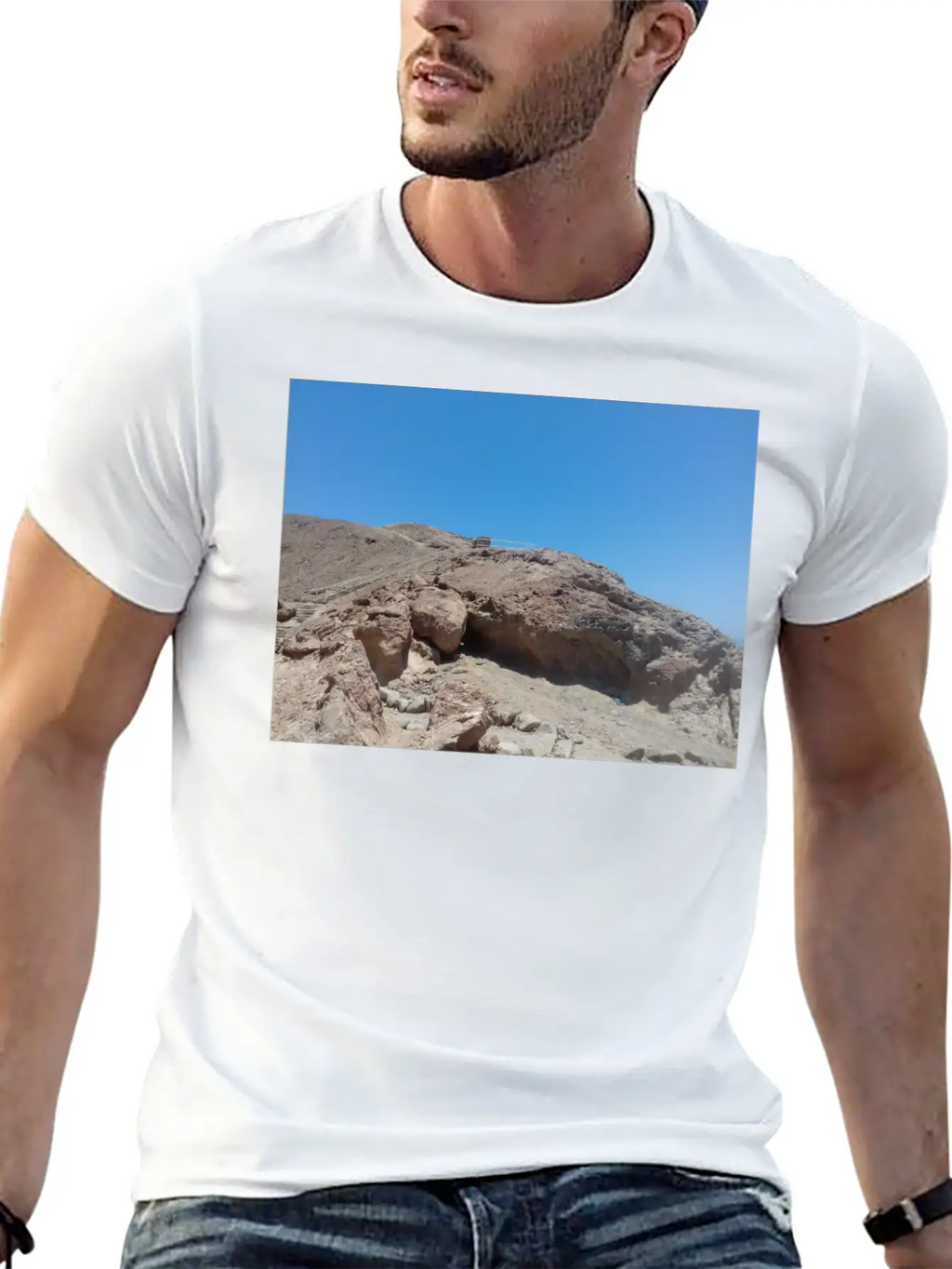 Stairs On A Hill In The Blue Hole Stylish Everyday T-Shirt – Unisex Basic Cotton Tee
