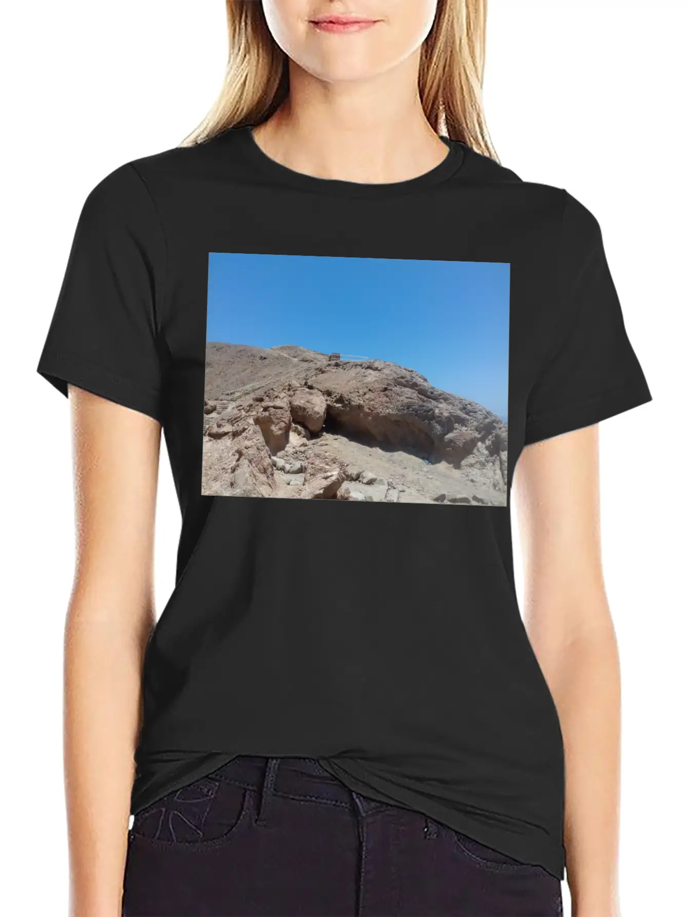 Stairs On A Hill In The Blue Hole Stylish Everyday T-Shirt – Unisex Basic Cotton Tee