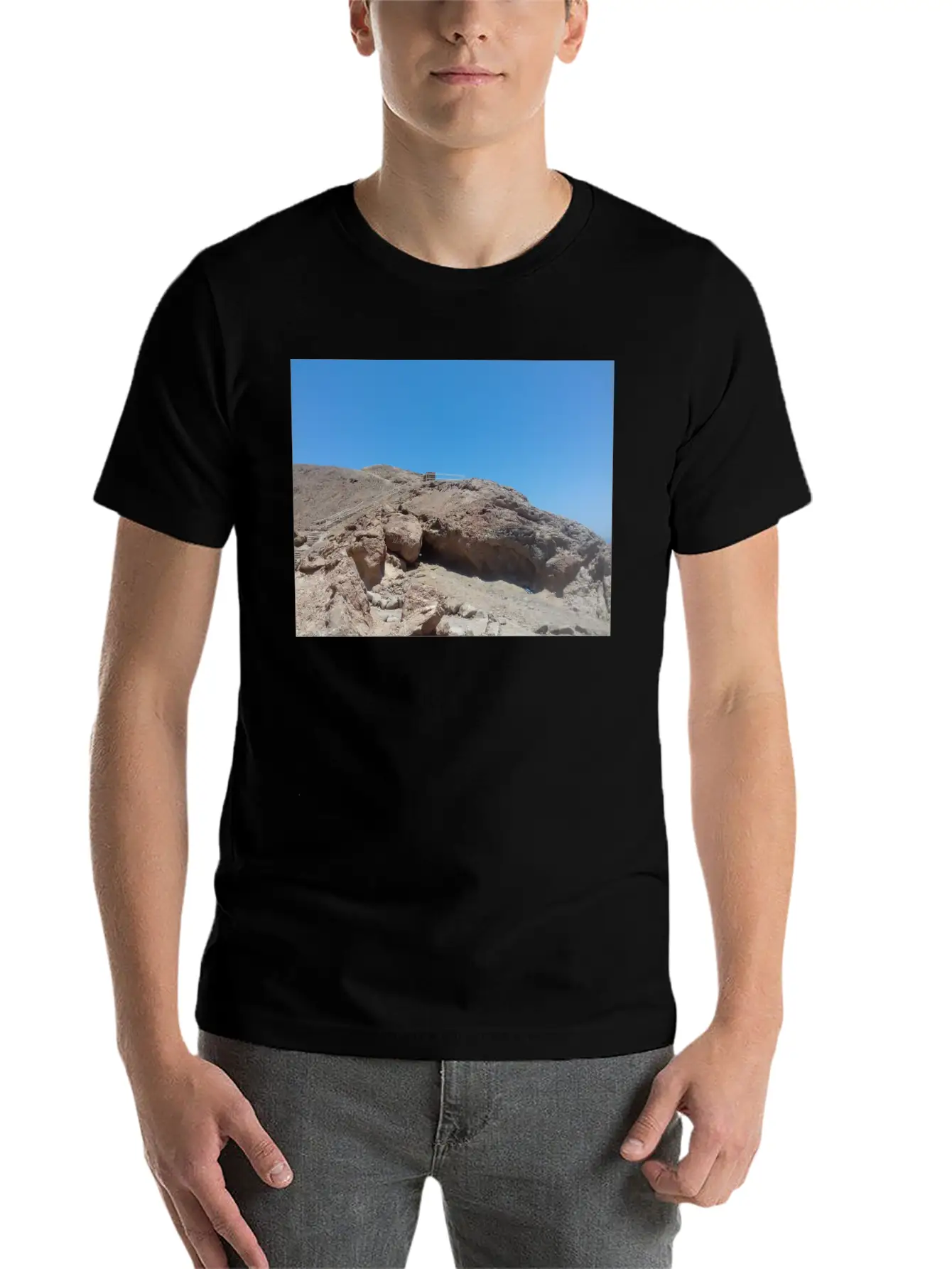 Stairs On A Hill In The Blue Hole Stylish Everyday T-Shirt – Unisex Basic Cotton Tee