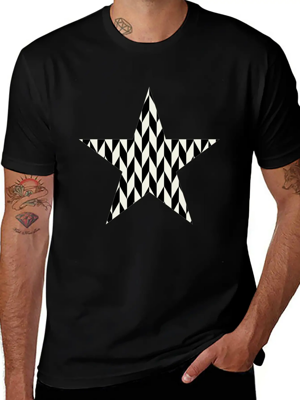Star Black And White Relaxed Everyday Tee – Lightweight And Durable Cotton