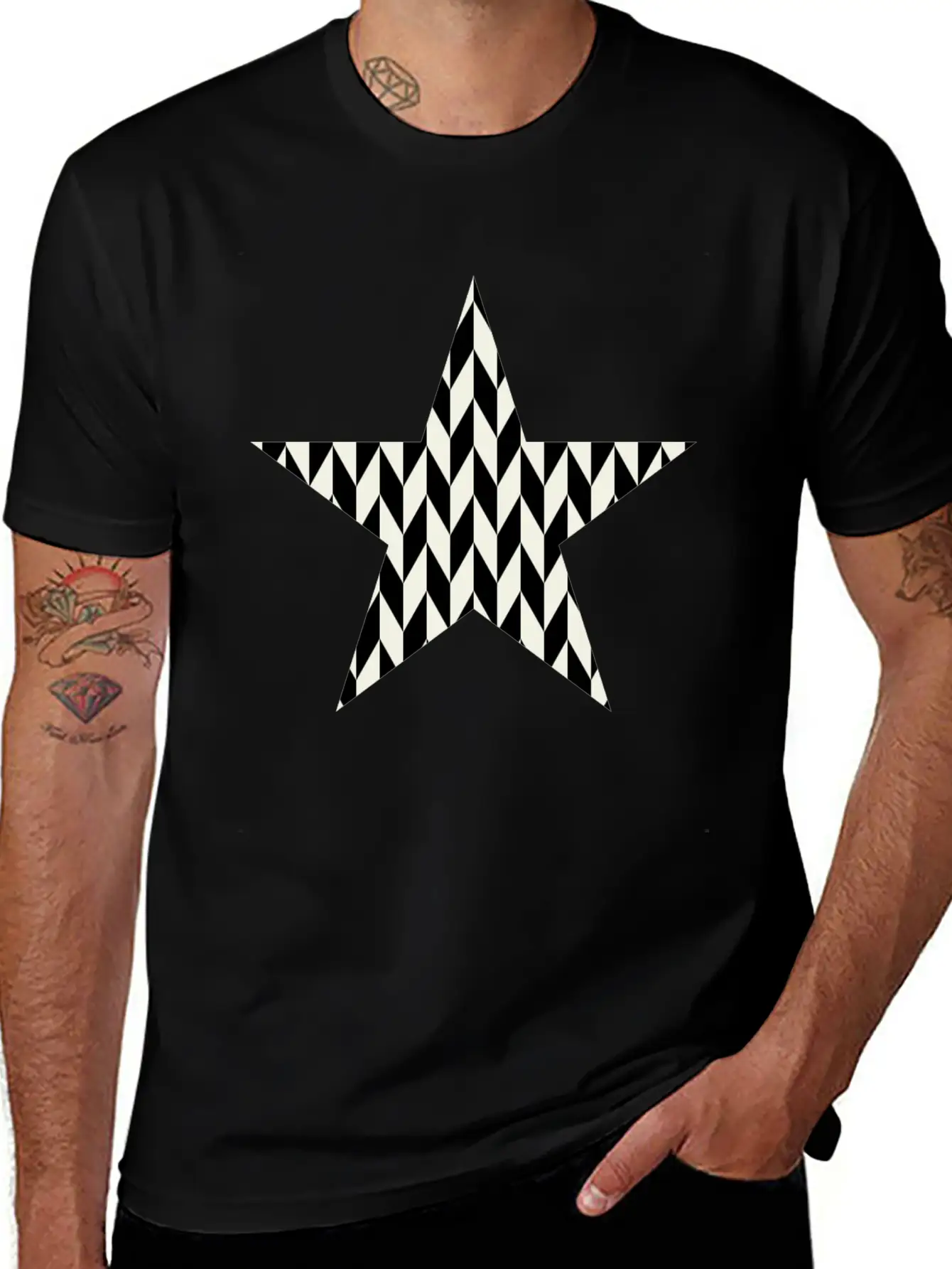 Star Black And White Relaxed Everyday Tee – Lightweight And Durable Cotton