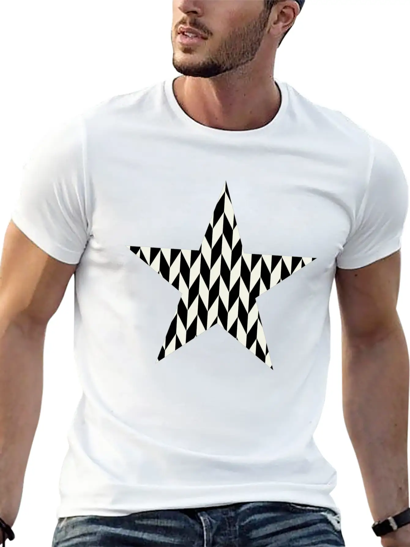 Star Black And White Relaxed Everyday Tee – Lightweight And Durable Cotton