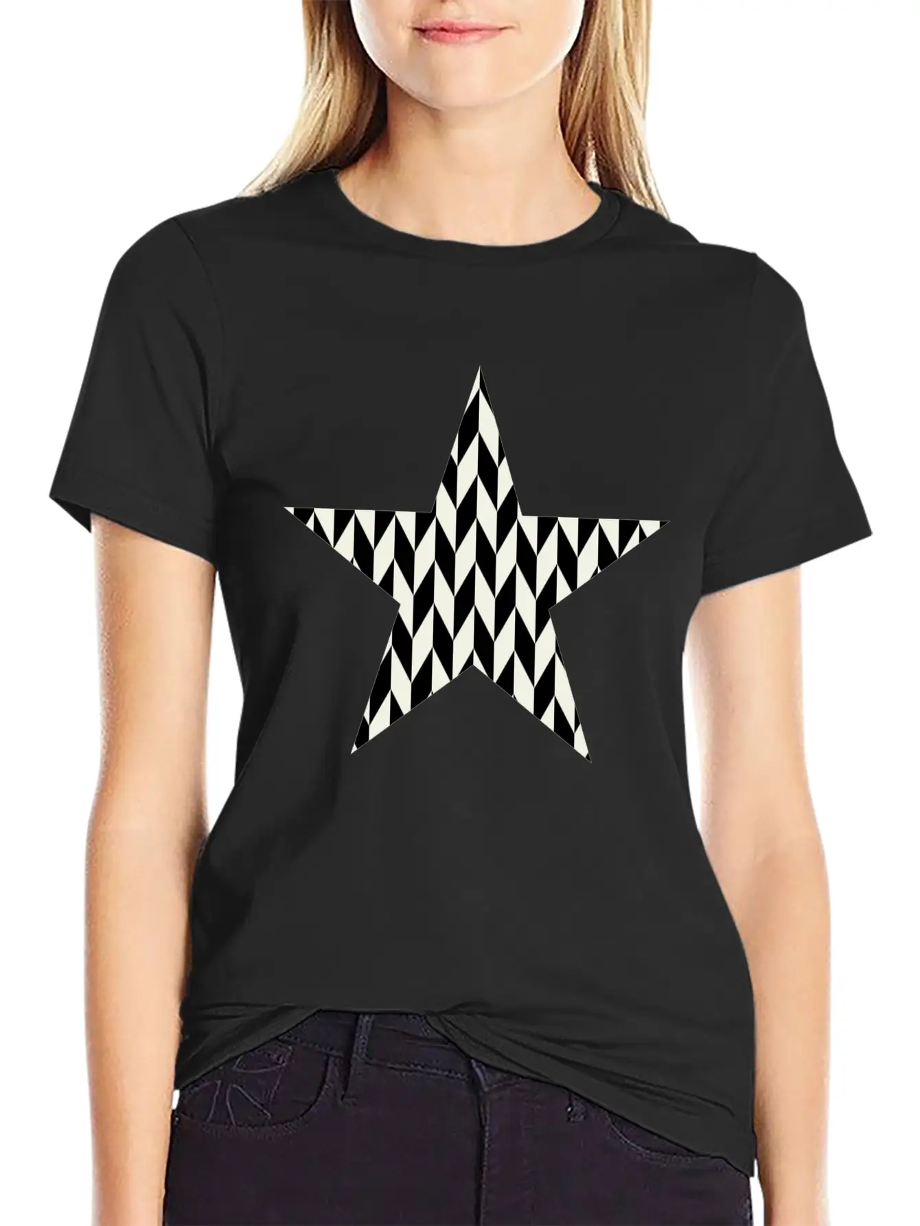 Star Black And White Relaxed Everyday Tee – Lightweight And Durable Cotton