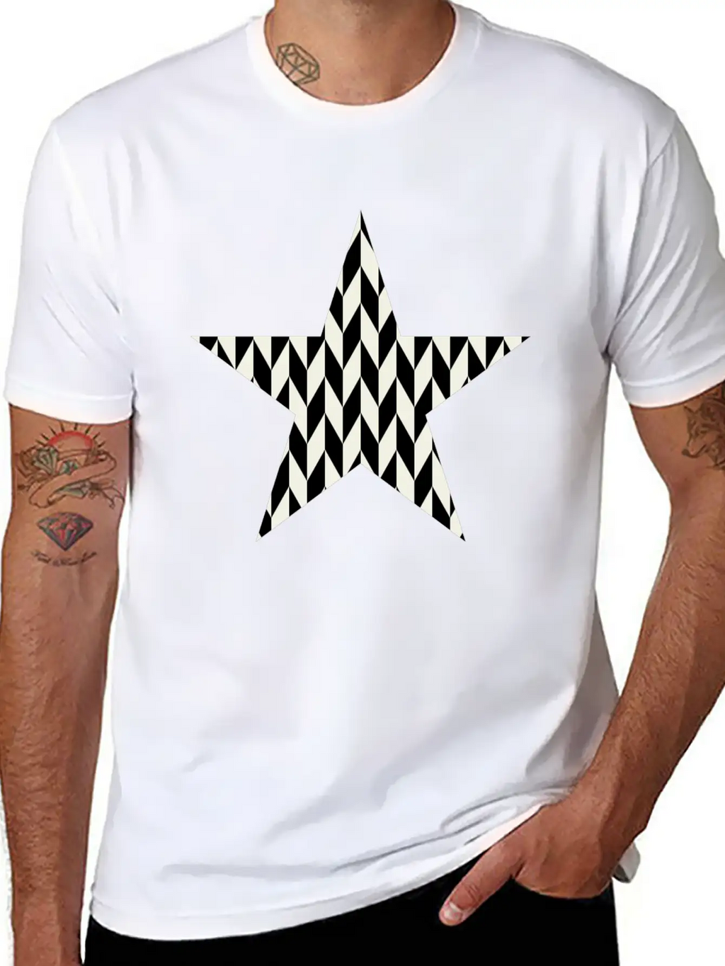 Star Black And White Relaxed Everyday Tee – Lightweight And Durable Cotton