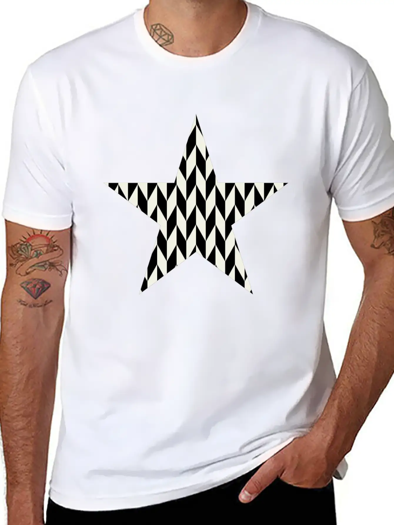 Star Black And White Relaxed Everyday Tee – Lightweight And Durable Cotton