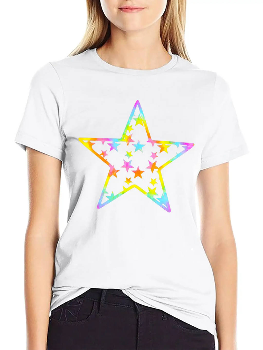 Star Tie Dye Cartoon Unisex Casual T-Shirt – Clean Design For Daily Comfort