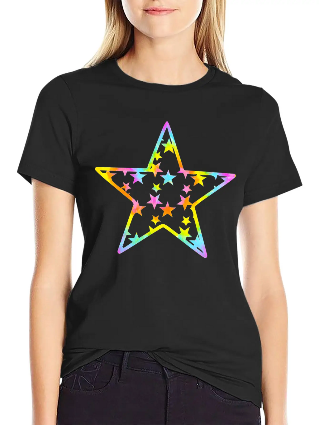 Star Tie Dye Cartoon Unisex Casual T-Shirt – Clean Design For Daily Comfort