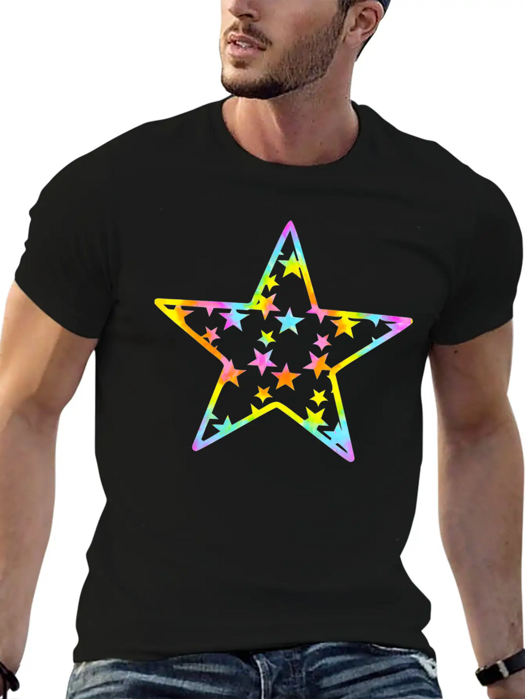 Star Tie Dye Cartoon Unisex Casual T-Shirt – Clean Design For Daily Comfort