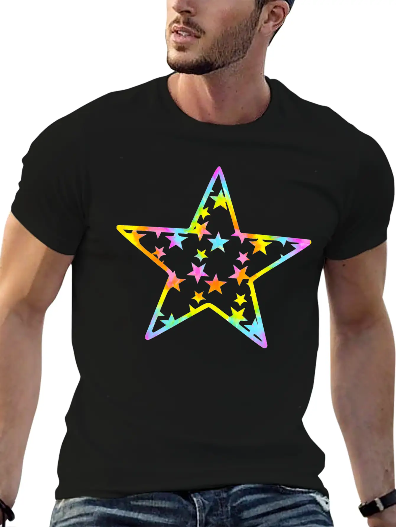 Star Tie Dye Cartoon Unisex Casual T-Shirt – Clean Design For Daily Comfort