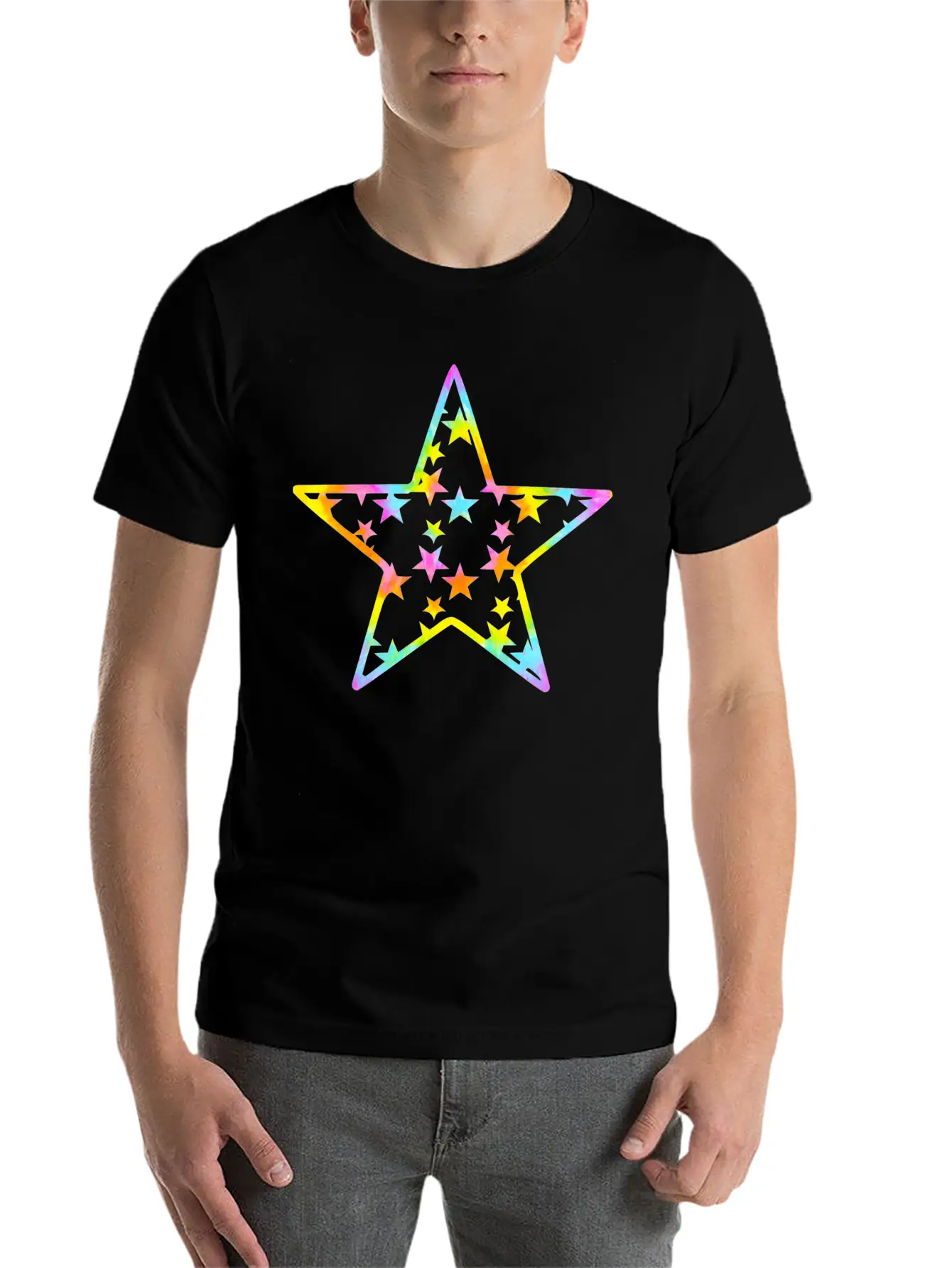 Star Tie Dye Cartoon Unisex Casual T-Shirt – Clean Design For Daily Comfort