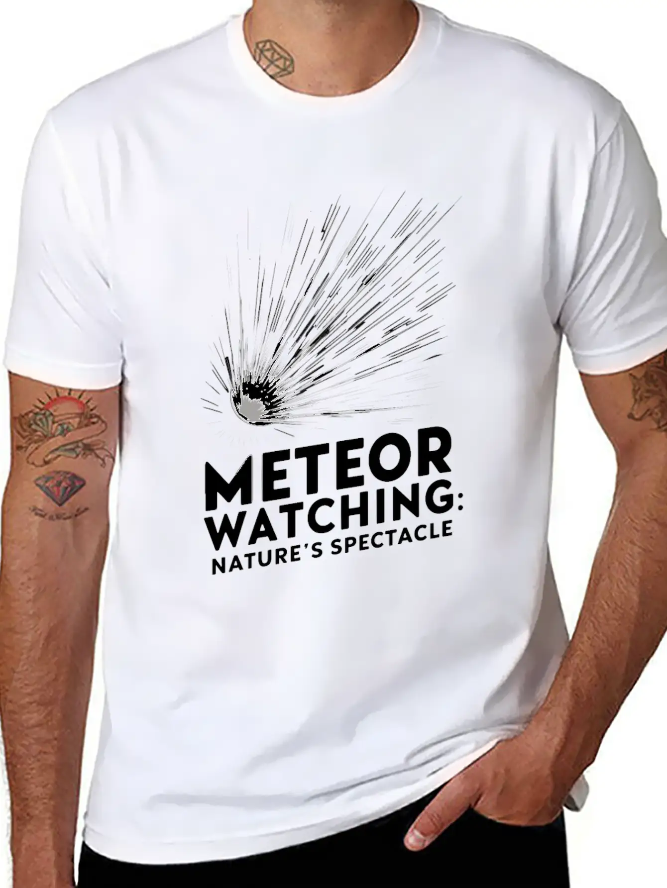 Stargazing Adventures Under The Meteor Shower Essential Unisex Summer Tee – Soft Cotton Casual Fit