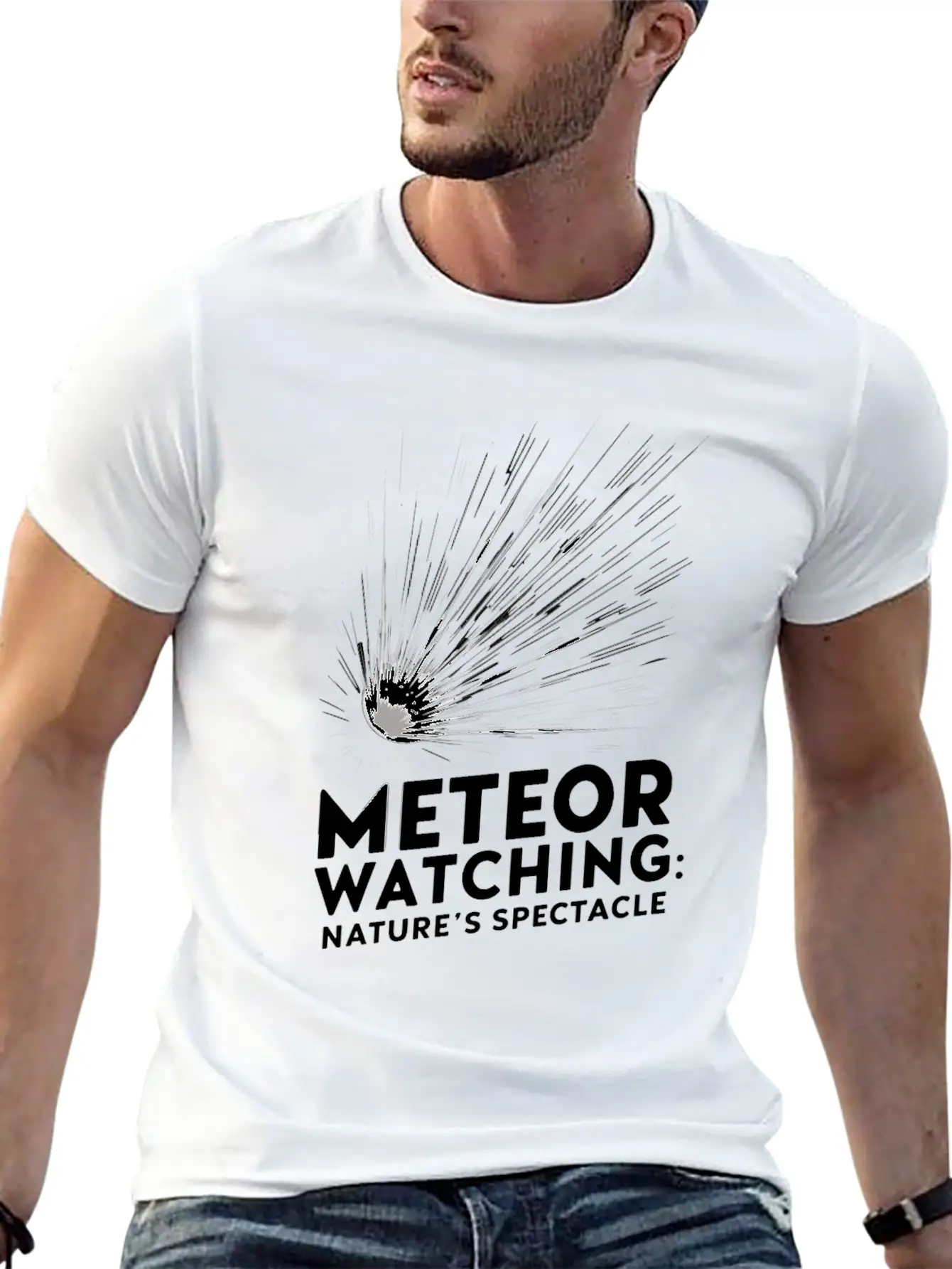 Stargazing Adventures Under The Meteor Shower Essential Unisex Summer Tee – Soft Cotton Casual Fit