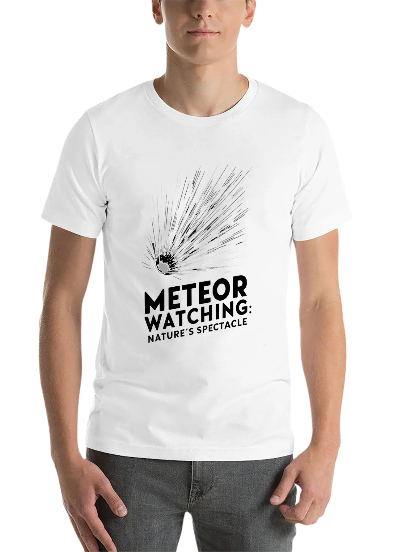 Stargazing Adventures Under The Meteor Shower Essential Unisex Summer Tee – Soft Cotton Casual Fit