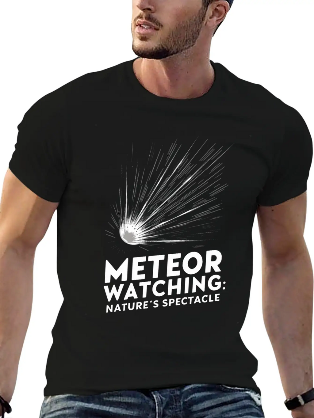 Stargazing Adventures Under The Meteor Shower Essential Unisex Summer Tee – Soft Cotton Casual Fit