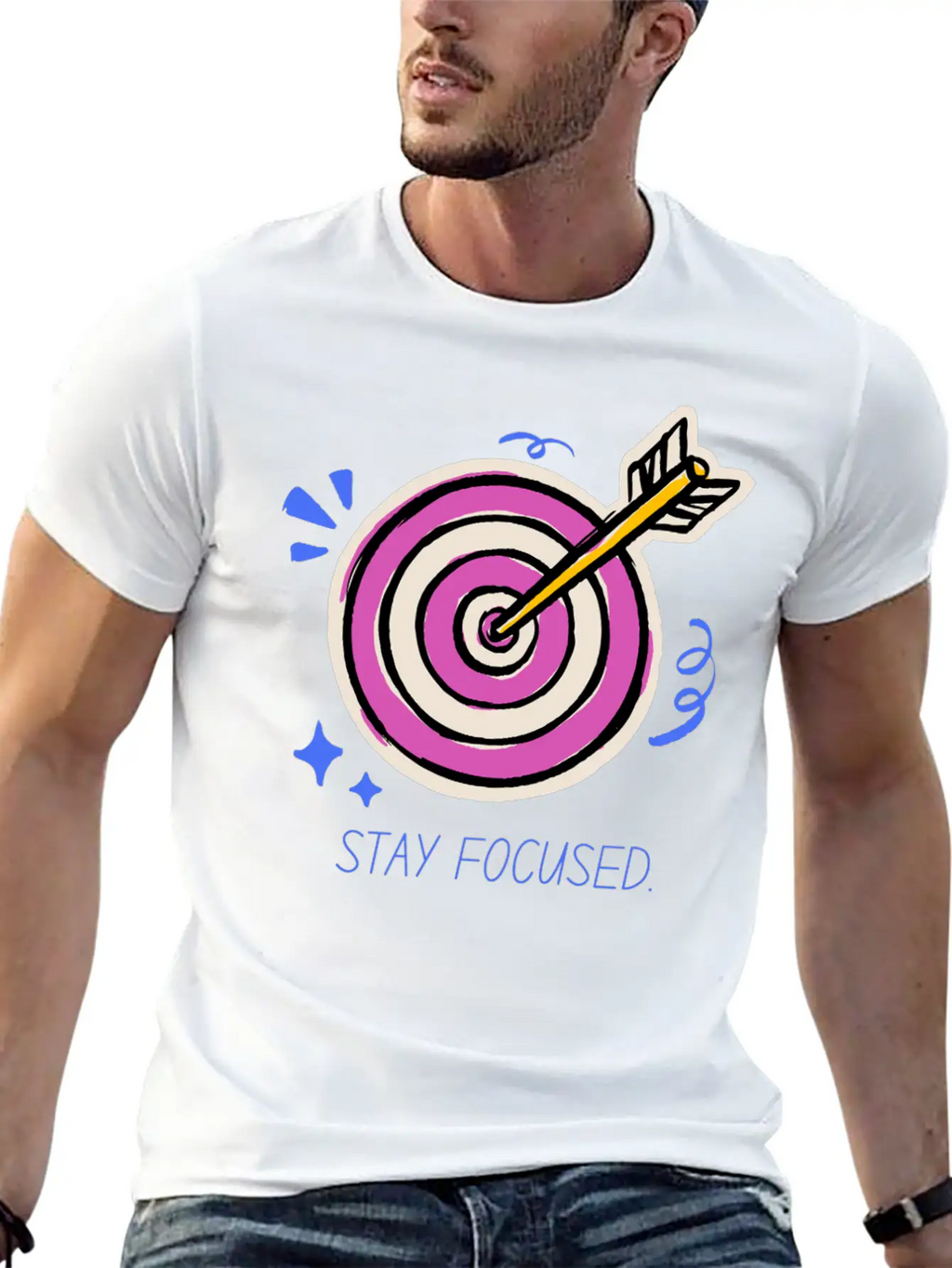 Stay Focused – Target Mindset Design Basic Graphic T-Shirt – Daily Comfort In Soft Cotton