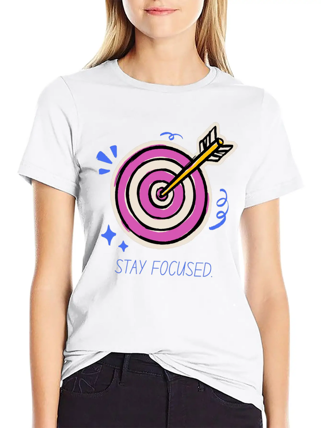 Stay Focused – Target Mindset Design Basic Graphic T-Shirt – Daily Comfort In Soft Cotton