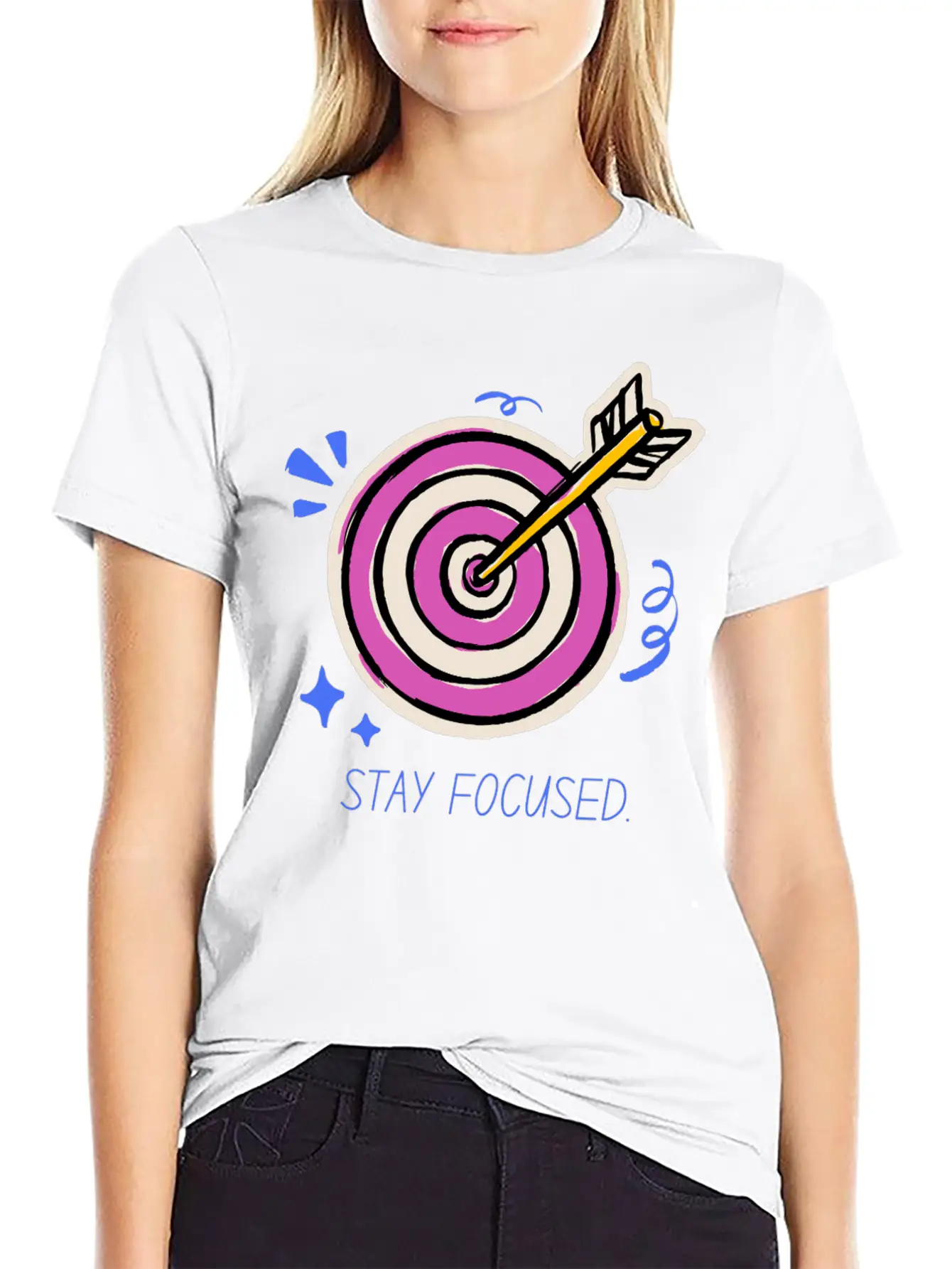 Stay Focused – Target Mindset Design Basic Graphic T-Shirt – Daily Comfort In Soft Cotton