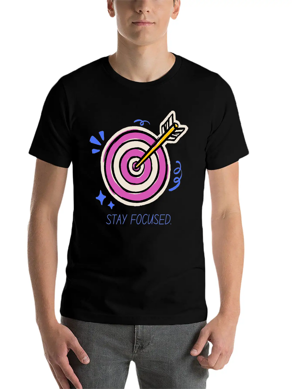 Stay Focused – Target Mindset Design Basic Graphic T-Shirt – Daily Comfort In Soft Cotton
