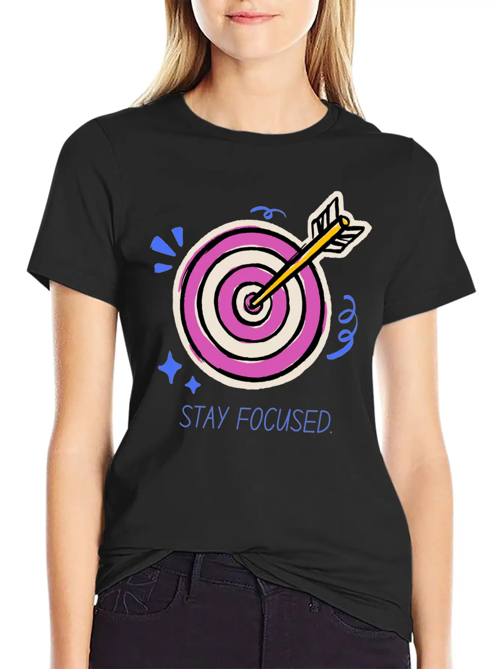 Stay Focused – Target Mindset Design Basic Graphic T-Shirt – Daily Comfort In Soft Cotton