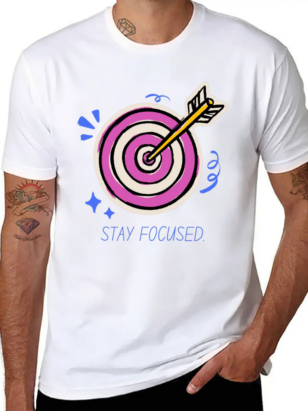 Stay Focused – Target Mindset Design Basic Graphic T-Shirt – Daily Comfort In Soft Cotton