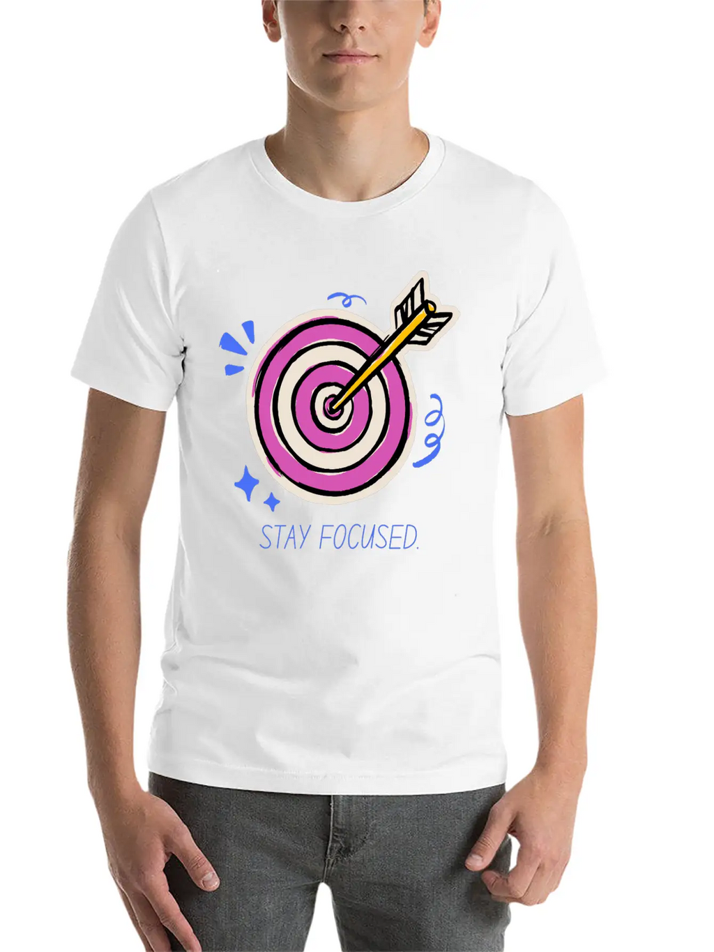 Stay Focused – Target Mindset Design Basic Graphic T-Shirt – Daily Comfort In Soft Cotton