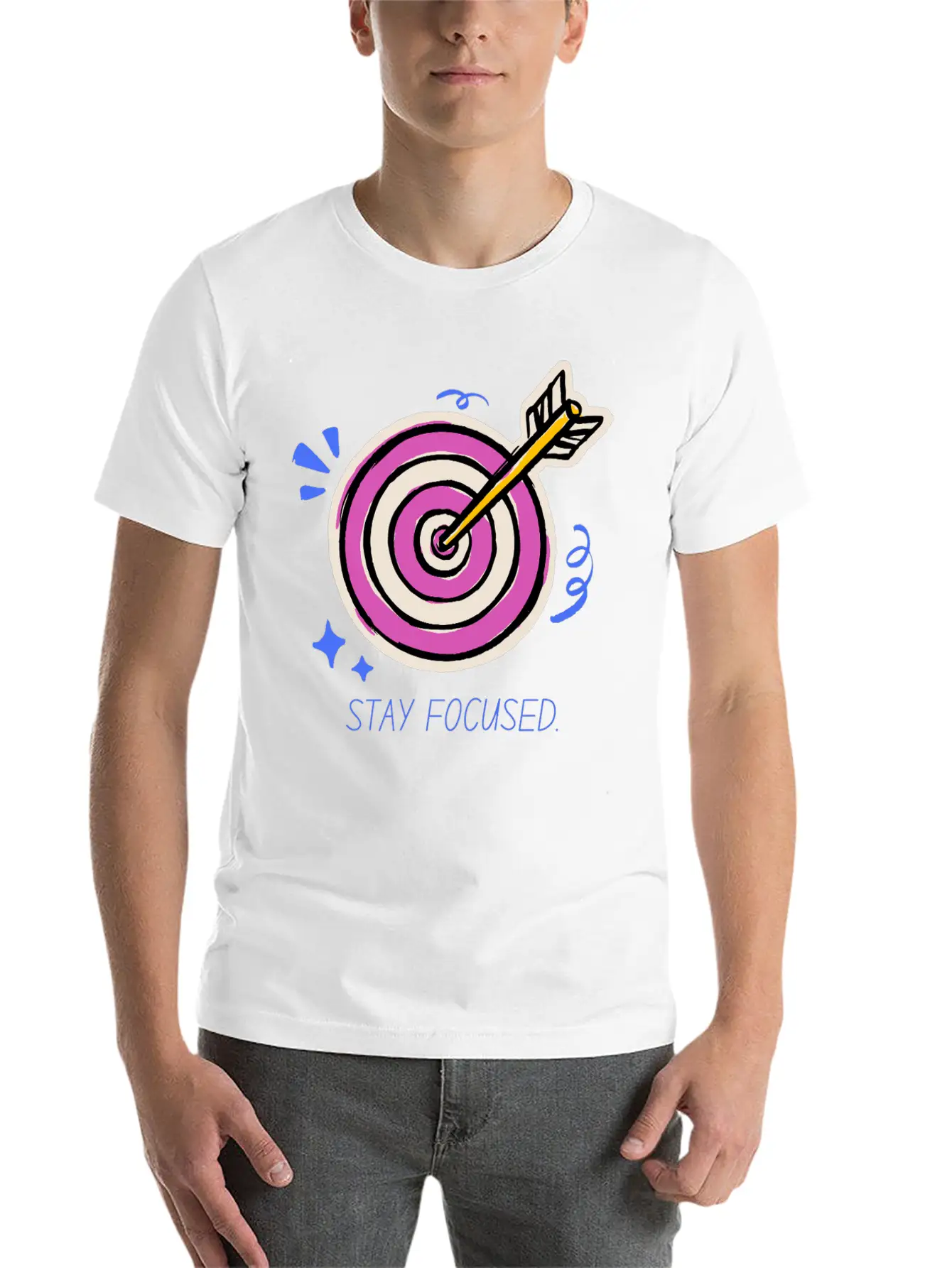 Stay Focused – Target Mindset Design Basic Graphic T-Shirt – Daily Comfort In Soft Cotton