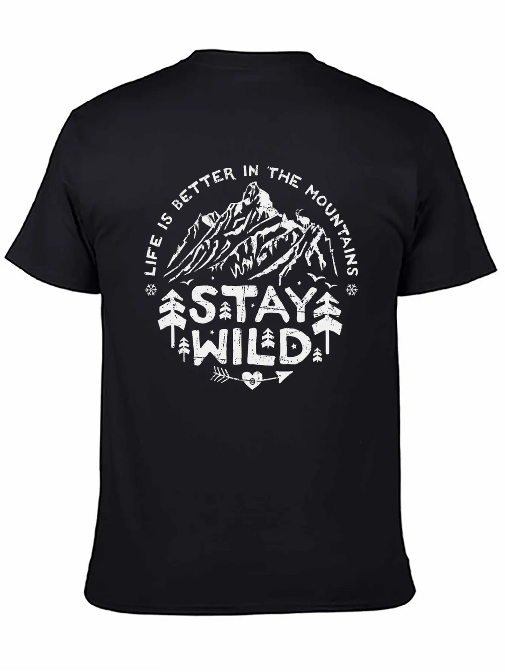 Stay Wild - Black/distr. Basic Graphic T-Shirt – Daily Comfort In Soft Cotton