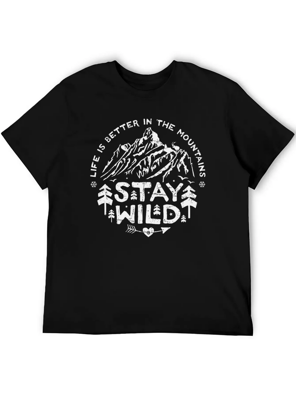 Stay Wild - Black/distr. Basic Graphic T-Shirt – Daily Comfort In Soft Cotton
