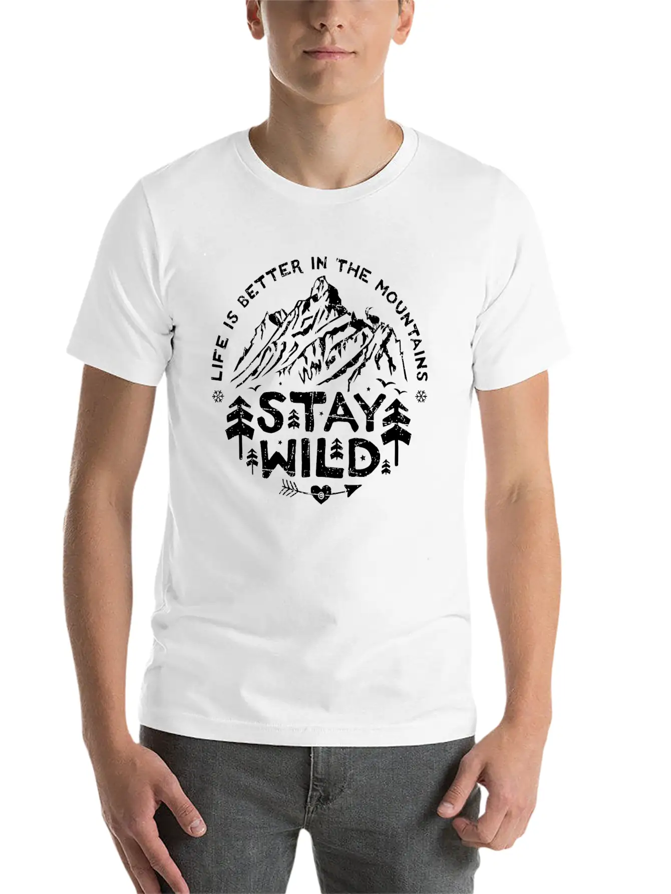 Stay Wild - Black/distr. Basic Graphic T-Shirt – Daily Comfort In Soft Cotton