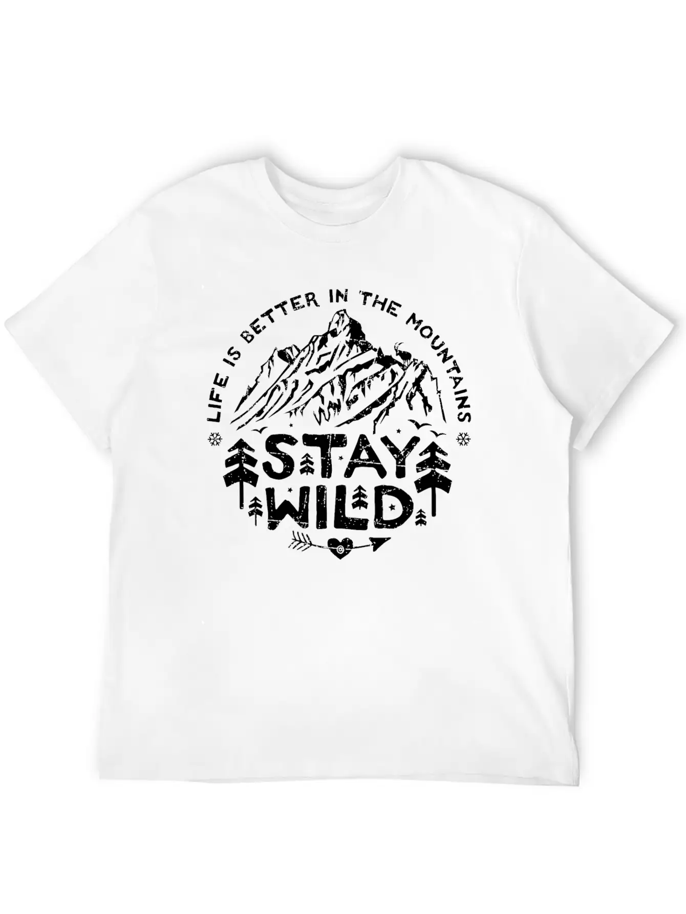 Stay Wild - Black/distr. Basic Graphic T-Shirt – Daily Comfort In Soft Cotton