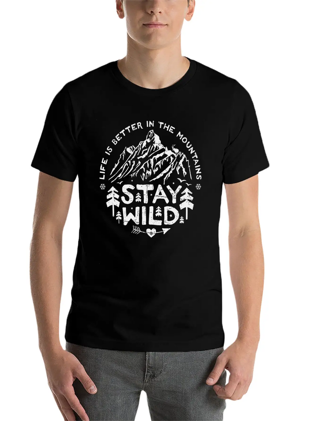 Stay Wild - Black/distr. Basic Graphic T-Shirt – Daily Comfort In Soft Cotton