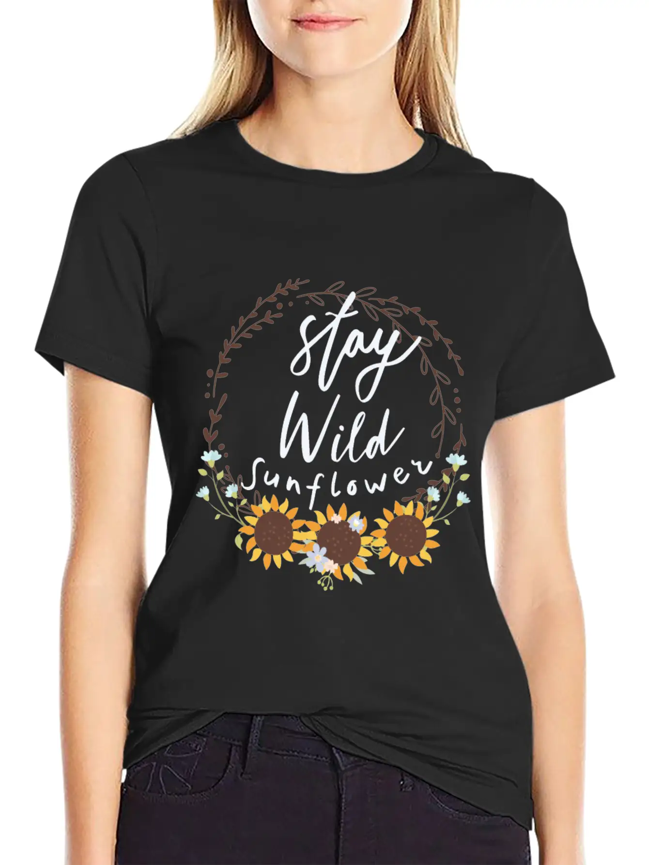 Stay Wild Sunflower Relaxed Everyday Tee – Lightweight And Durable Cotton