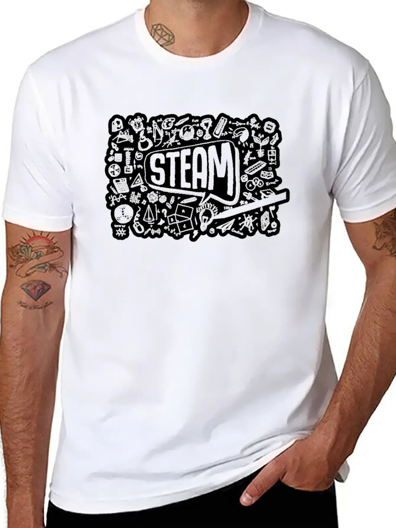 STEAM Thought Cloud Science Engineering Art STEM Essential Cotton Tee For Daily Outfits – Unisex Style