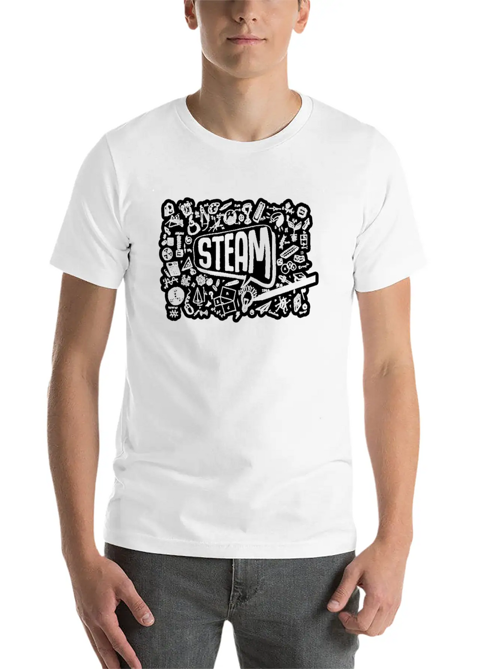 STEAM Thought Cloud Science Engineering Art STEM Essential Cotton Tee For Daily Outfits – Unisex Style