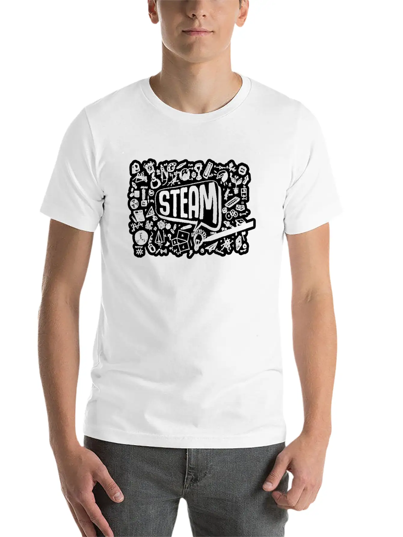 STEAM Thought Cloud Science Engineering Art STEM Essential Cotton Tee For Daily Outfits – Unisex Style