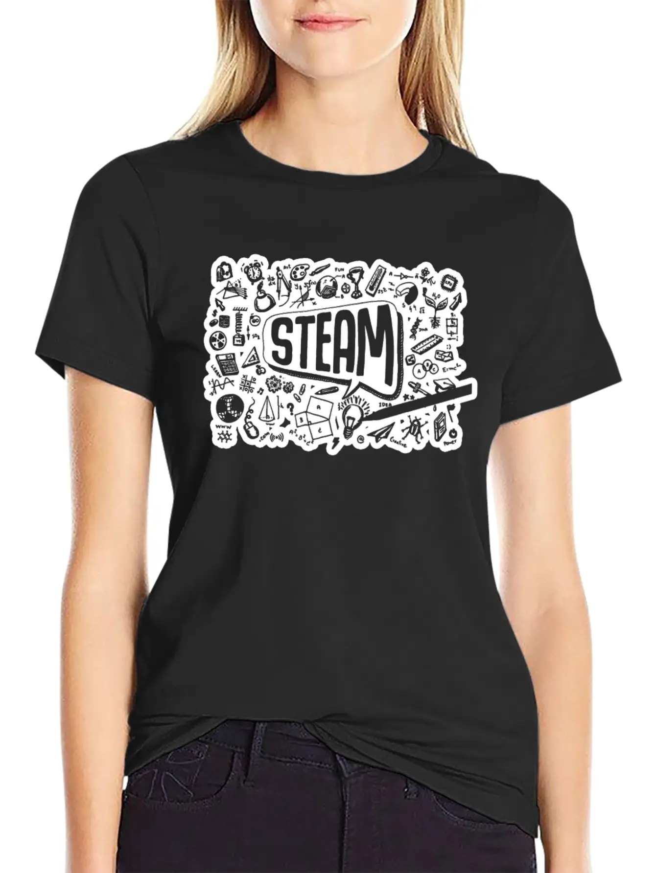 STEAM Thought Cloud Science Engineering Art STEM Essential Cotton Tee For Daily Outfits – Unisex Style
