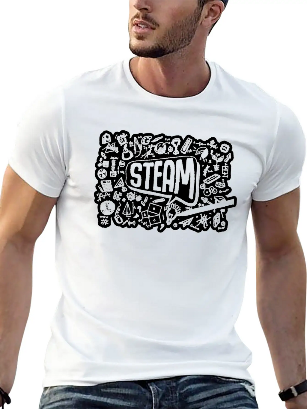 STEAM Thought Cloud Science Engineering Art STEM Essential Cotton Tee For Daily Outfits – Unisex Style