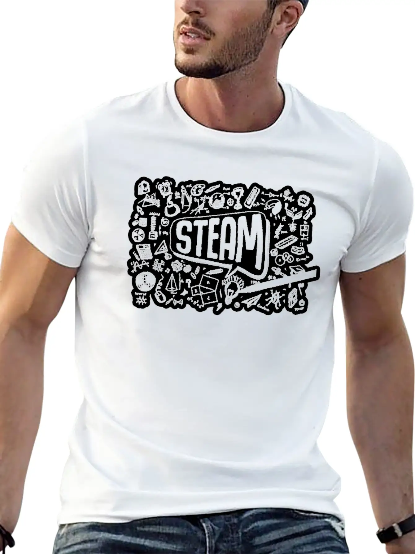 STEAM Thought Cloud Science Engineering Art STEM Essential Cotton Tee For Daily Outfits – Unisex Style