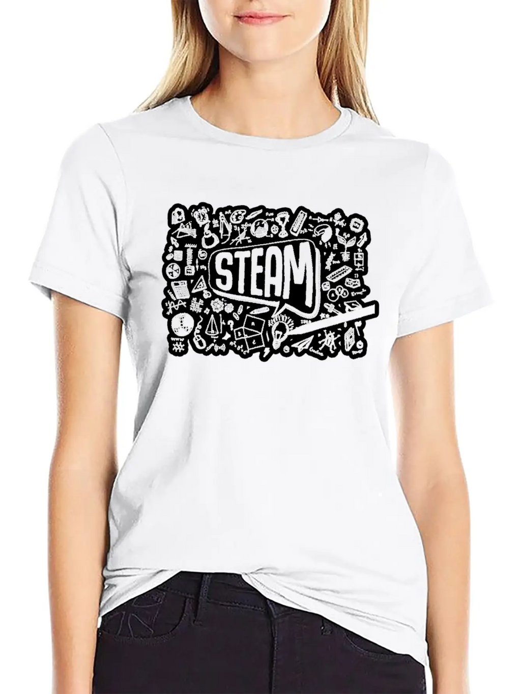 STEAM Thought Cloud Science Engineering Art STEM Essential Cotton Tee For Daily Outfits – Unisex Style